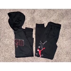 PUMA Boys' Core‎ Logo Sweatshirt  & Jogger Pants Size X-Large 18-20 Black Red